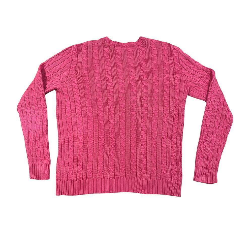 Ralph Lauren Sport Womens Size M Cable Knit Pink Sweater Pullover Cotton - Picture 2 of 6